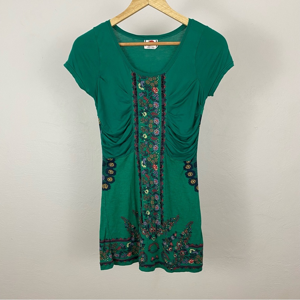 Free People Manzanita Ruched Tunic - Emerald Combo - Size Small
